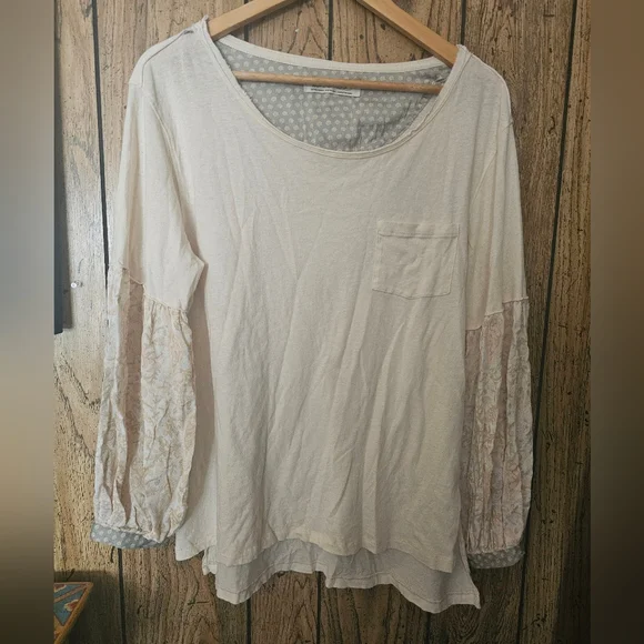 WE THE FREE Jade Balloon Patchwork Long Sleeve Pocket Tee - XS - Picture 4 of 9